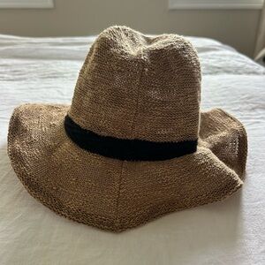 Woven Straw Sun Hat with Black Band
